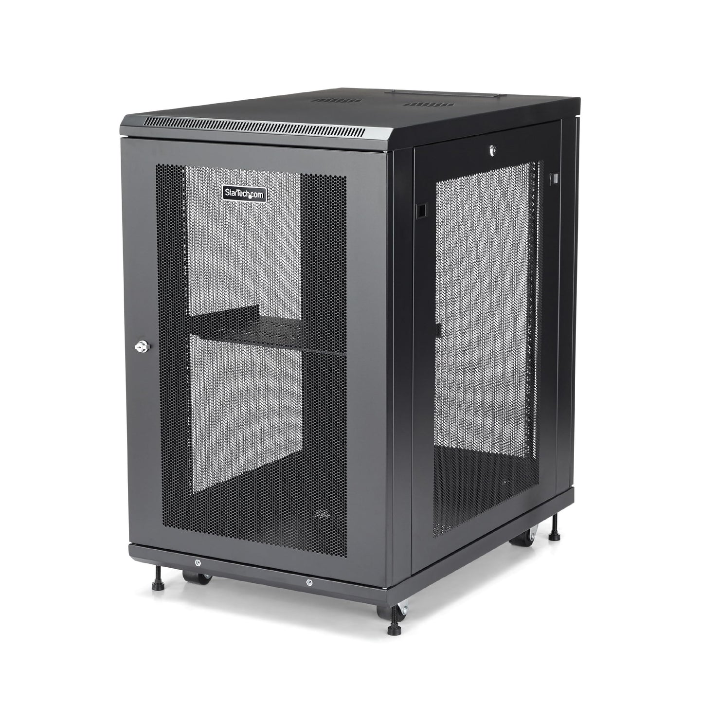 StarTech 18U Enterprise-Grade Server Rack Cabinet Kit, 19in Enclosed 4-Post Rack with Shelf and Cable Management, 29in (75cm) Mounting Depth, 992lb (450kg) Capacity