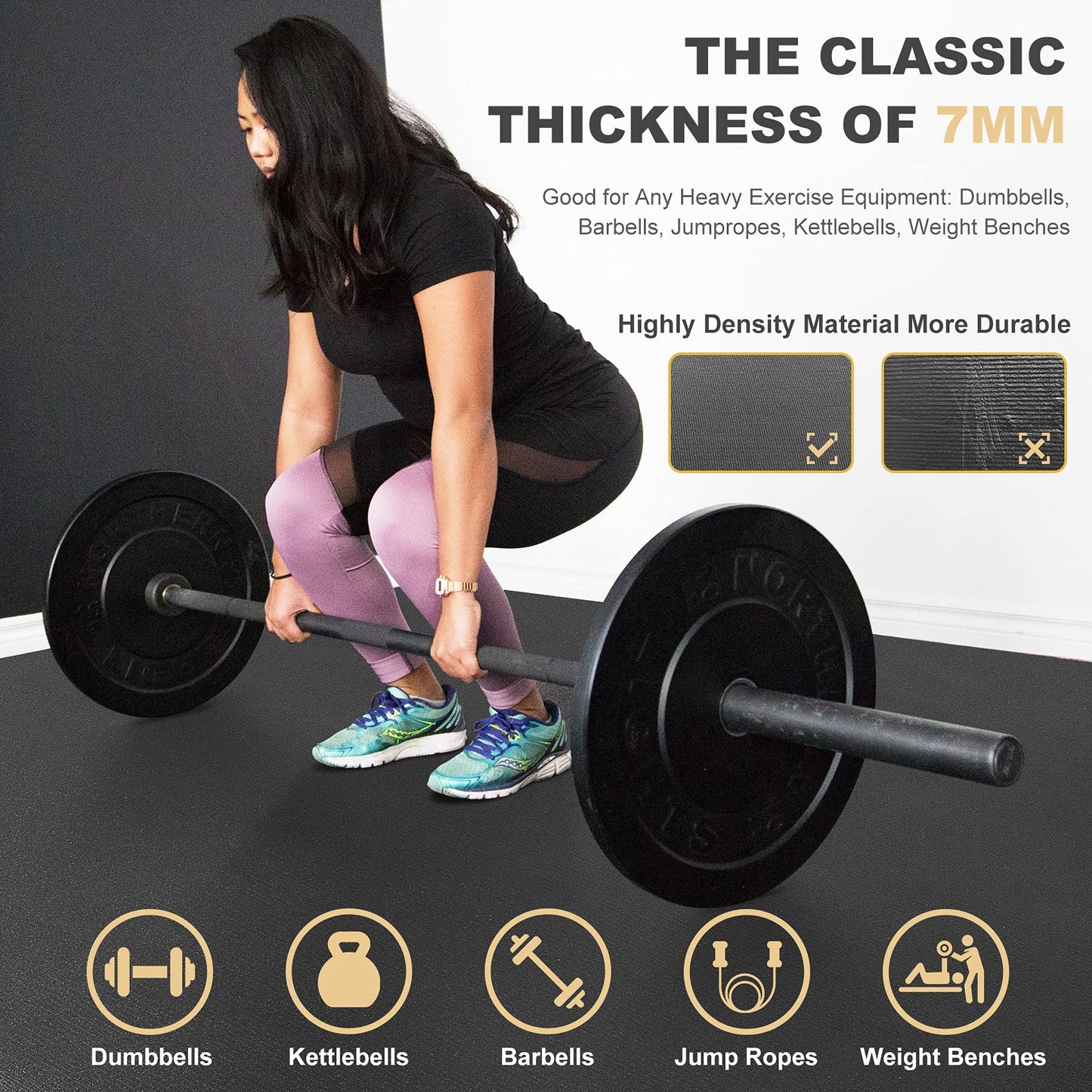 GXMMAT Extra Large Exercise Mat 16'x6'/12'x6'/10'x6'/8'x6'(7mm), Extra Wide Workout Mats for Home Gym Flooring, Non-Slip Thick Durable Cardio Mat for MMA,Plyo,Jump Rope,Weights,Fitness,Shoe-Friendly