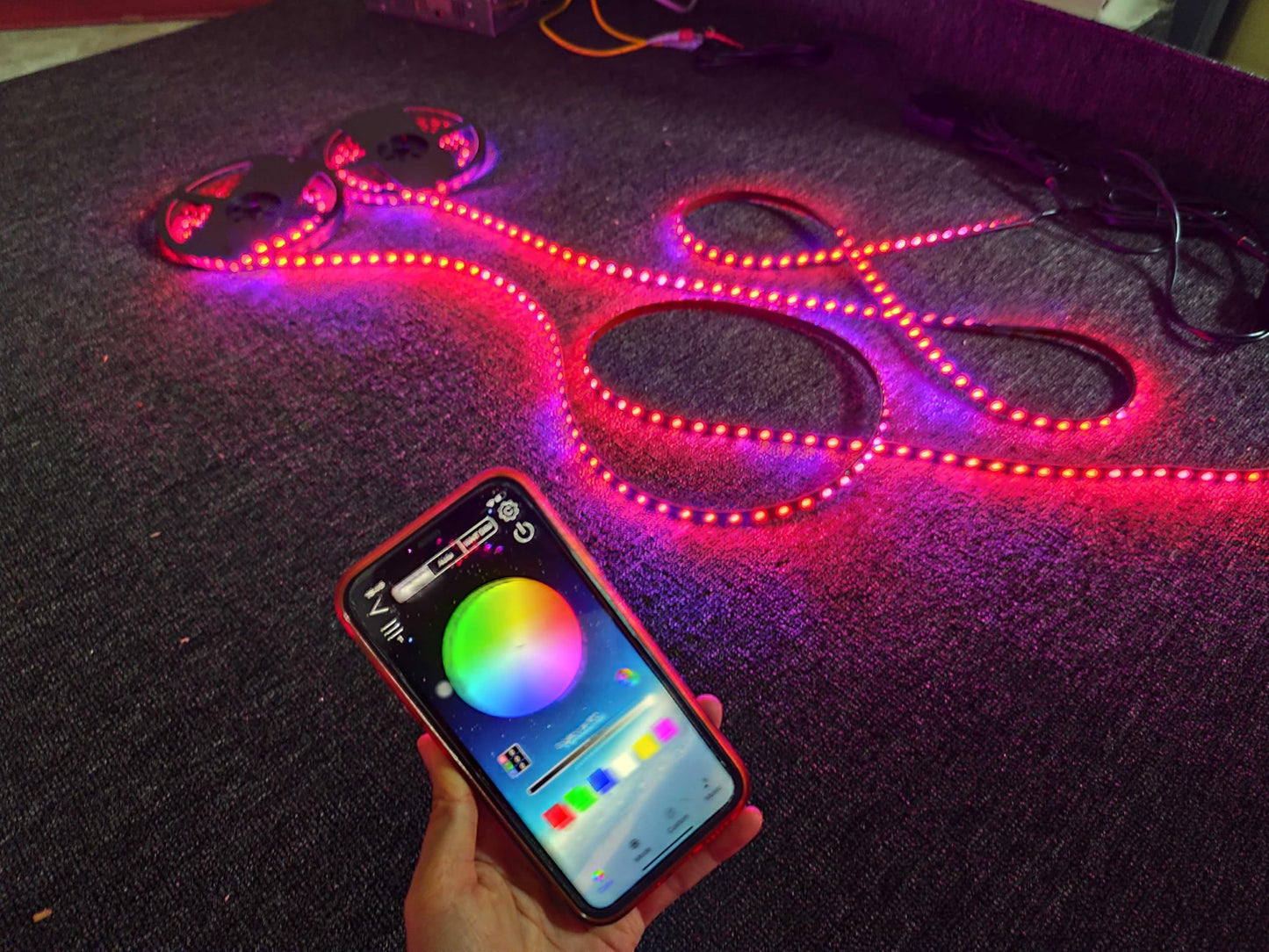 Tinted Black Out PCB Smoke LEDs 16PCS 6.5FT Single Row RGB Dream Color Chasing Flow Series Light Strips for Polaris Slingshot Off-Road Motorcycle Bike Golf Cart APP + Remote