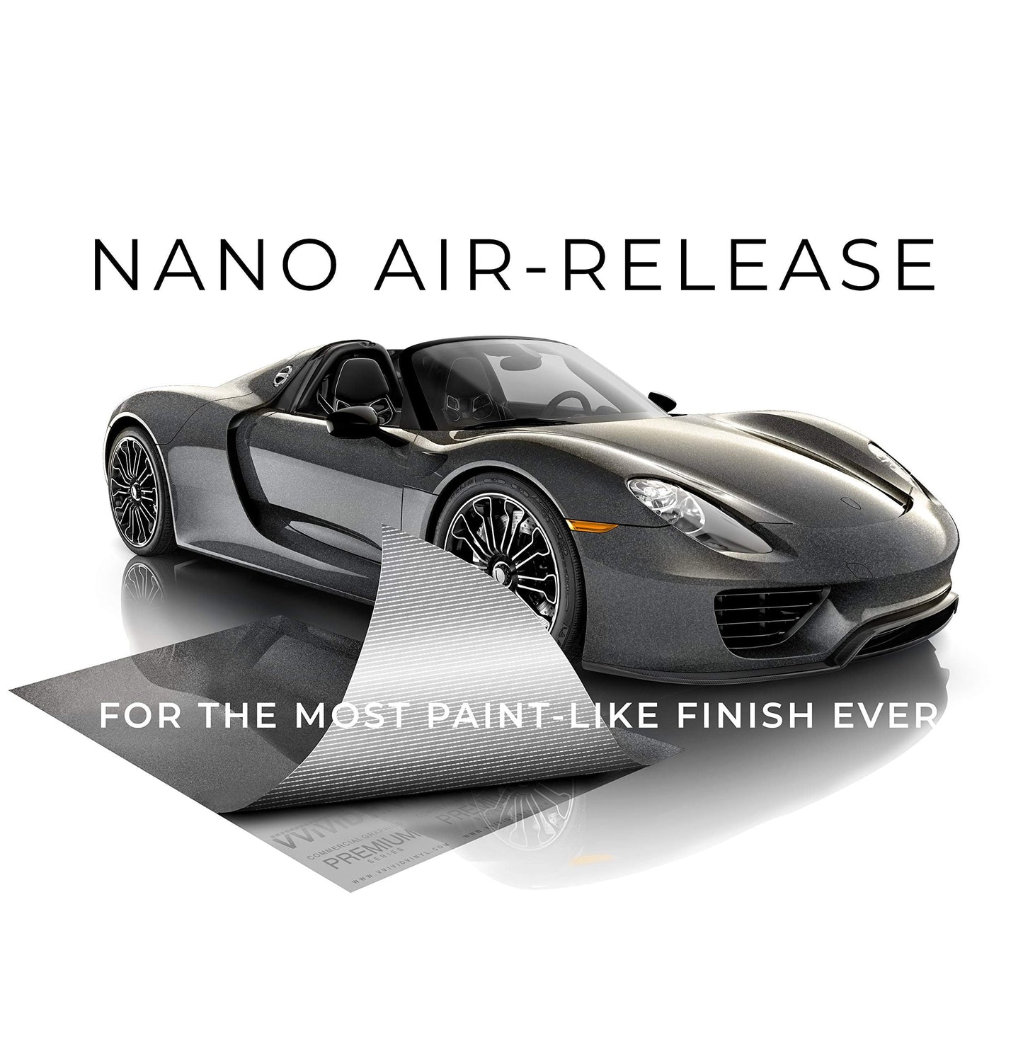 VViViD+ Ultra Gloss Candy Charcoal Grey Vinyl Car Wrap Premium Paint Replacement Film Roll with Nano Air Release Technology, Stretchable Protective Cap Liner, Self Adhesive (15ft x 5ft)