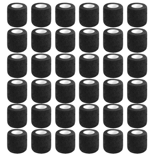 Lusy DM 36 PCS Self Adhesive Bandage Wrap 2" X 5 Yards Elastic Cohesive Bandage Wrap Bandage Wrap Rolls Elastic Self-Adherent Tape for Stretch Athletic, Sports, Wrist, Ankle (Black)