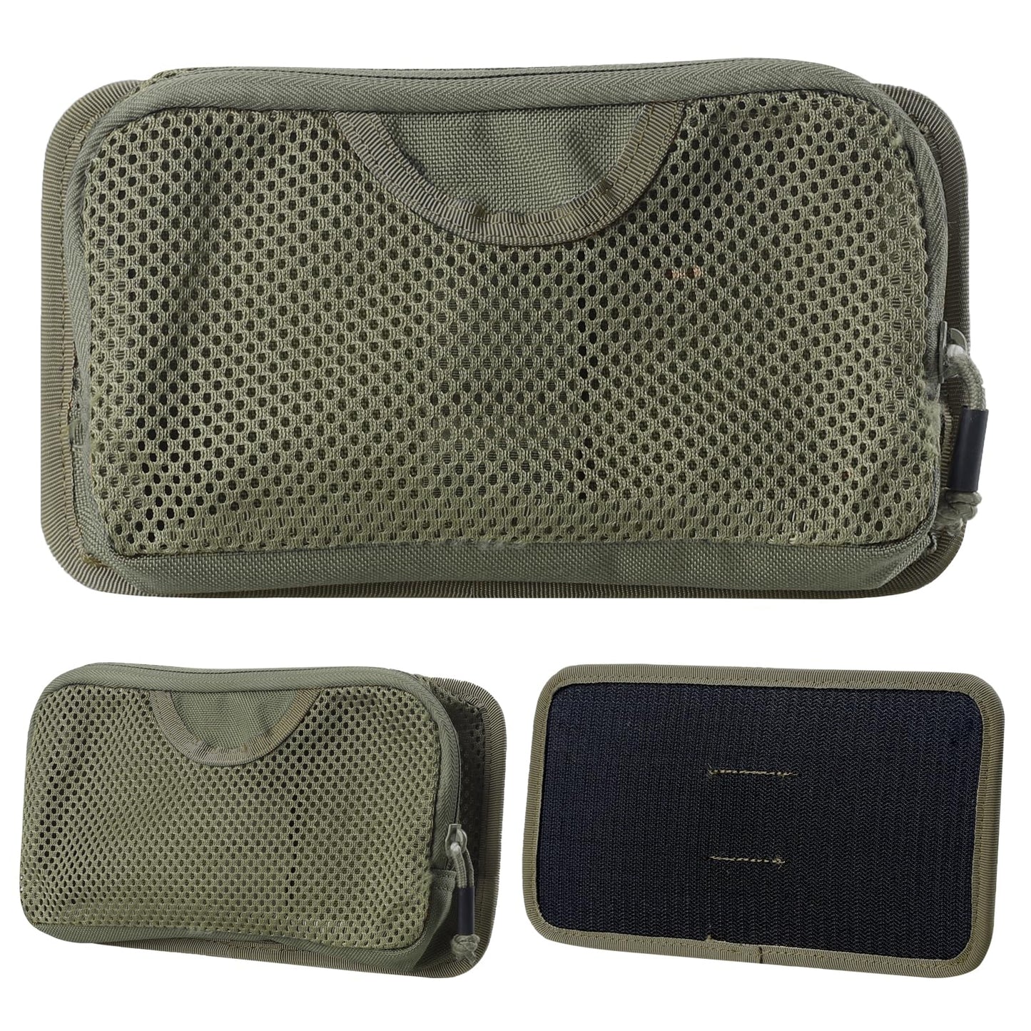 LIVANS Tactical Mesh Zipper Pouch, Modular Insert Panel Organizer EDC Utility Storage Pocket with Hook-N-Loop Fasteners for Backpack Bag Accessories