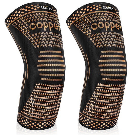 FCNUSX Copper Elbow Brace Compression Sleeves for Pain Relief Men & Women, Arm Support Forearm Pads Braces for Tendonitis, Tennis, Golfers, Arthritis, Weightlifting (Medium, Black)