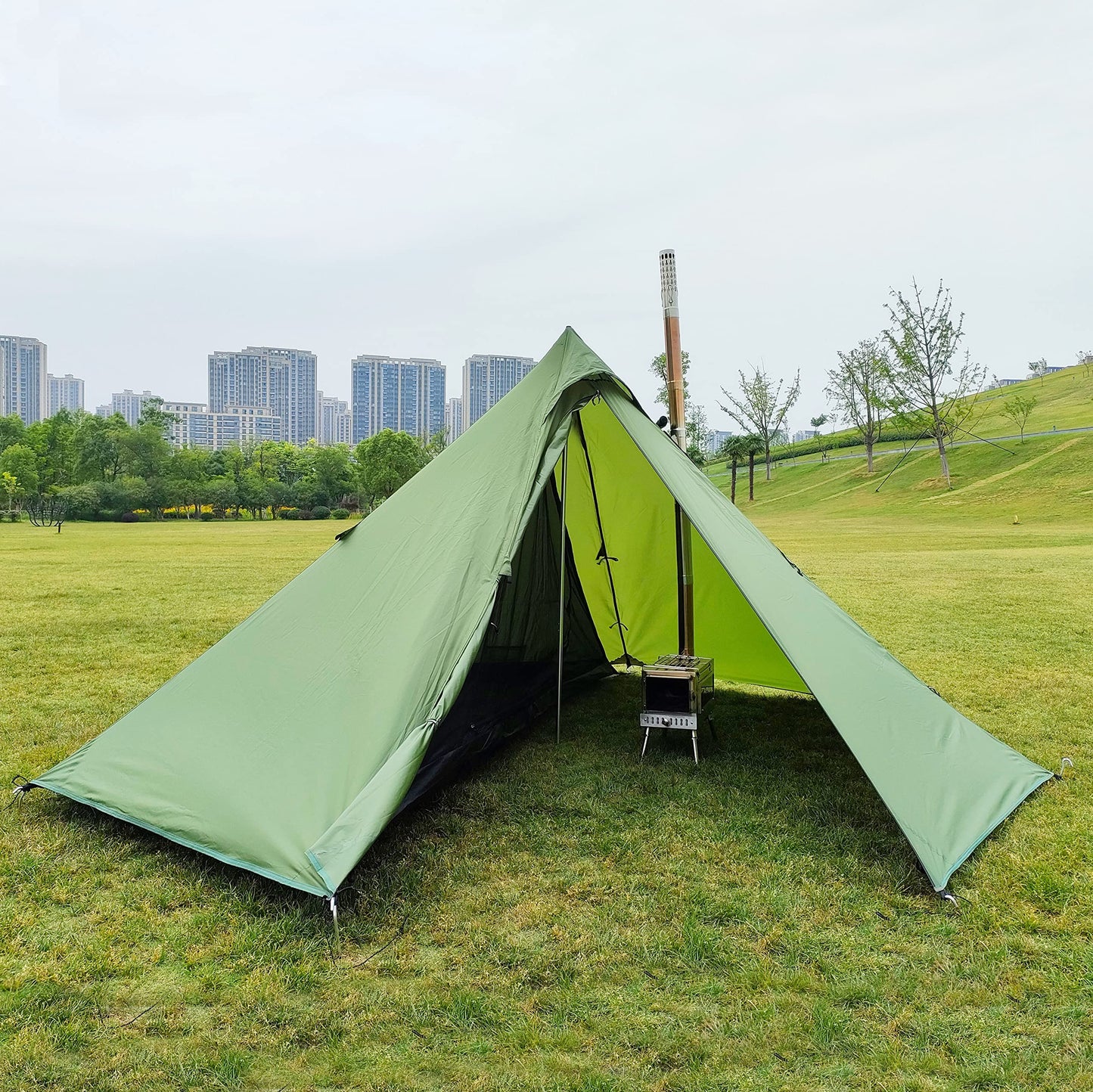 Longeek 4 Person Camping Tent 4 Seasons Backpacking Ultralight Easy Up Hot Teepee