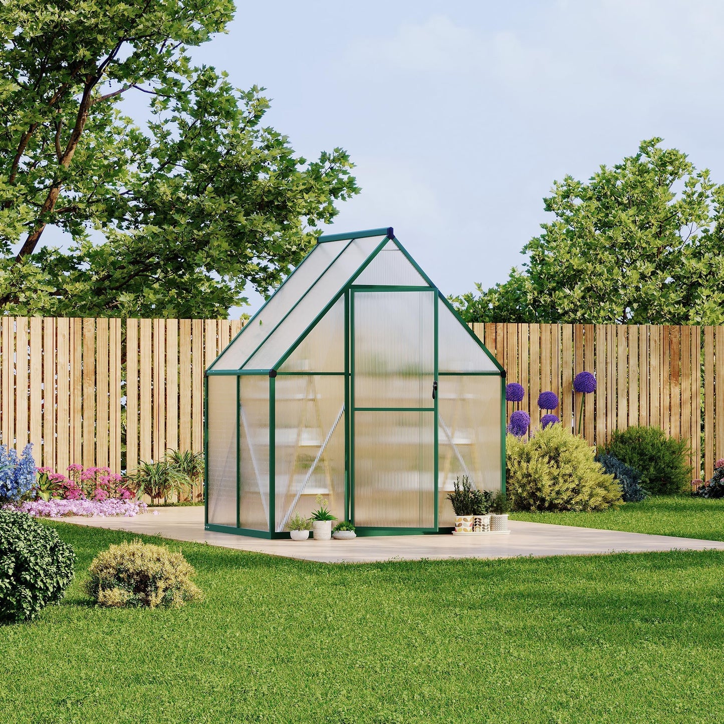 ActiveTrail Heavy Duty 6x4FT Polycarbonate Greenhouse for Outdoors – Reinforced Aluminum Frame, UV Protection, Roof Vent, Double Doors – Small Walk-in Garden Green House for All-Season Growing