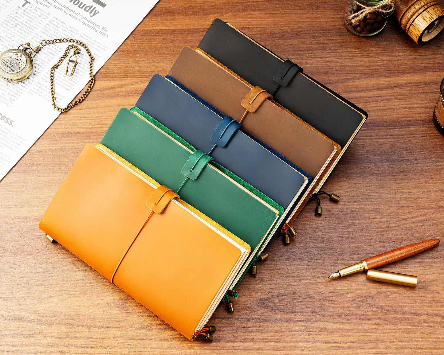 Ox Knight Refillable Leather Travelers Notebook, 8.6 x 4.9 Standard Size Travel Diary for Men and Women, Genuine Leather Travel Journal with 3 Notebook Inserts for Writing, Sketching & Planning, Dark Brown