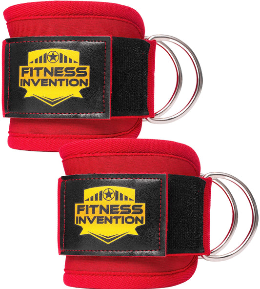 Fitness Invention Ankle Straps for Cable Machines (Pair) – Adjustable Padded Ankle Cuffs for Glute & Leg Workouts – Kickbacks, Leg Extensions, Hip Abductors & Lower Body Exercises
