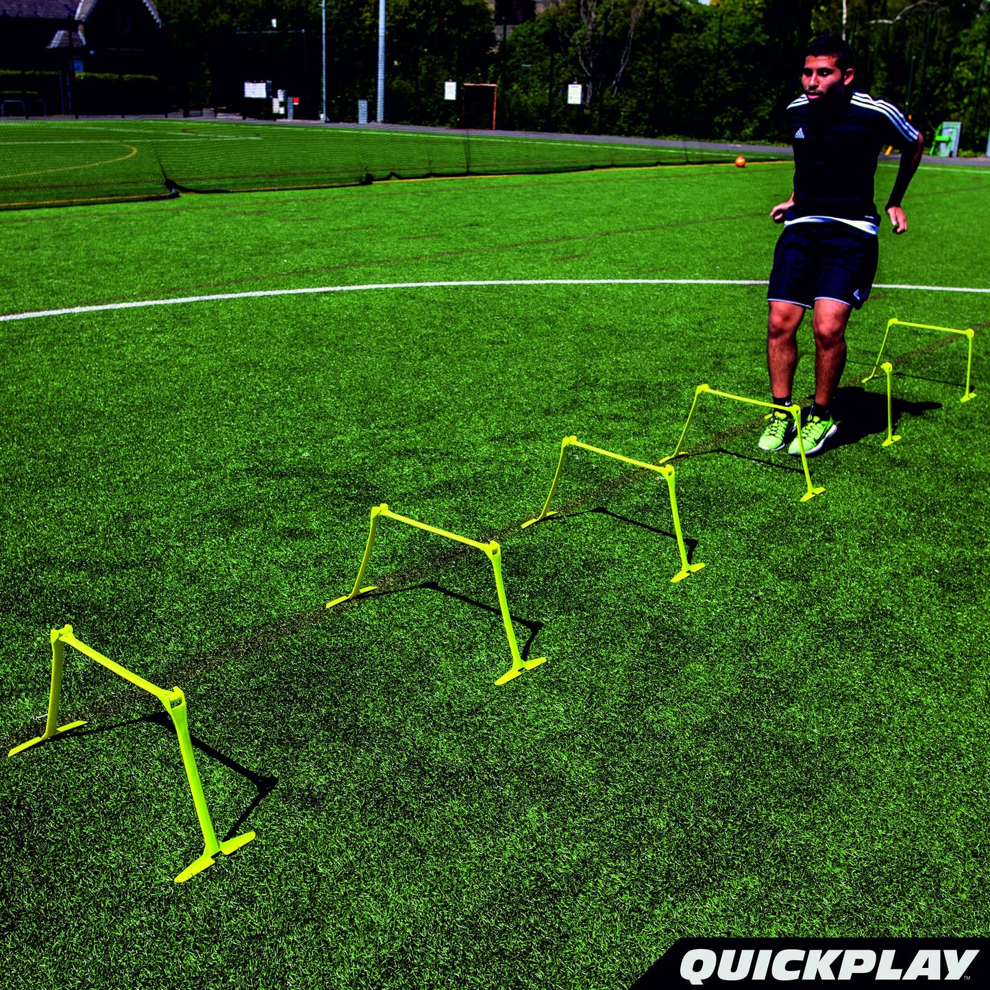 QUICKPLAY PRO Quick-Click Adjustable Speed Hurdles, Set of 6 | 3 Heights in One (6", 9", 12") | All-in-One Agility & Plyometric Training Hurdles | Patented, Portable & Durable